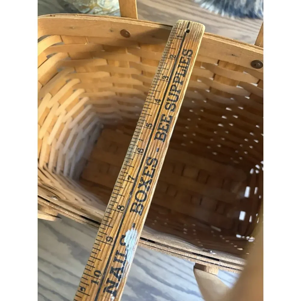 Vintage 1993 Longaberger Large Market Basket Magazine Basket With Handles Signed